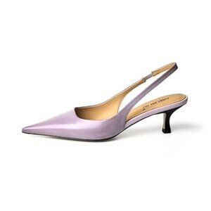 FSJ Lavender Women's Mid Kitten Heel Slingback Sandal Pointy Toe Sexy Pumps
